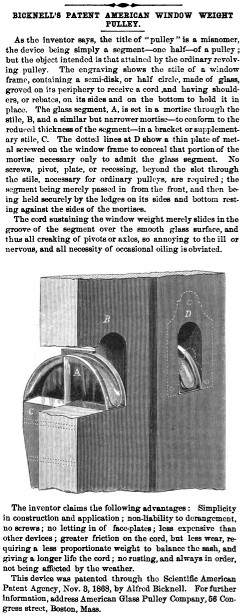 Bicknell's Sash-Cord Guide in Scientific American, Vol 20, 1869 Bicknell's Sash-Cord Guide in Scientific American, Vol 20, 1869