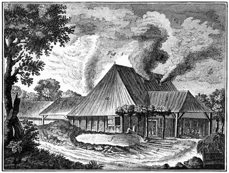 Exterior of eighteenth-century French crown-glass factory