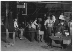 Lewis Hine child labor: Night scene in a New Jersey Glass House. Location: New Jersey.