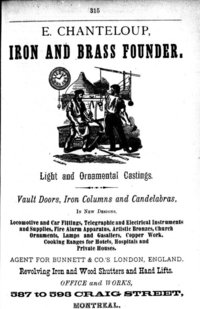 Ernest Chanteloup ad, Annuaires Lovell de Montr&eacute;al, 1875