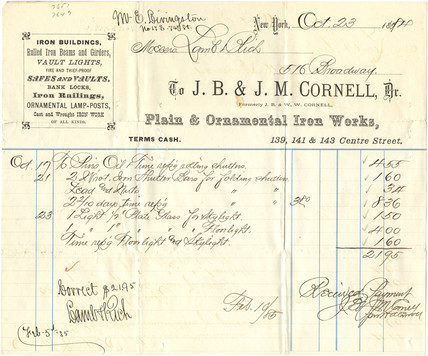 Cornell invoice to Mr. E. Livingston &middot; 1884