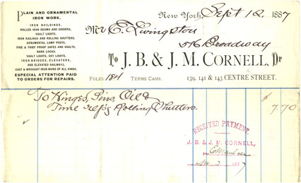 Cornell invoice to Mr. E. Livingston &middot; 1887