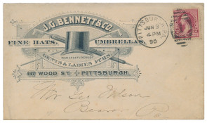 J. G. Bennett & Co postal cover &middot; 1890
