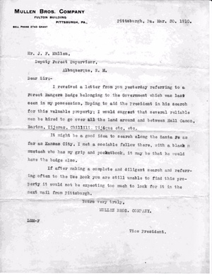 Mullen Bros. &middot; Letter from Leo G. Mullen to J. F. Mullen &middot; 1910