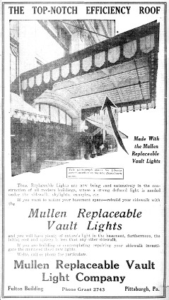 Mullen Replaceable Vault Light ad in the Pittsburgh Daily Post, May 9, 1915