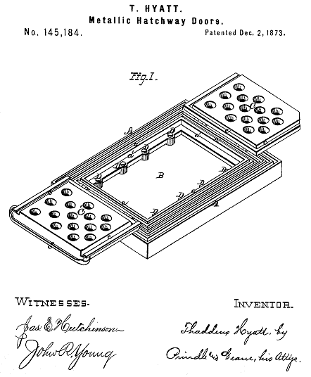 145,184 &middot; Hyatt &middot; Improvement in Metallic Hatchway-Doors