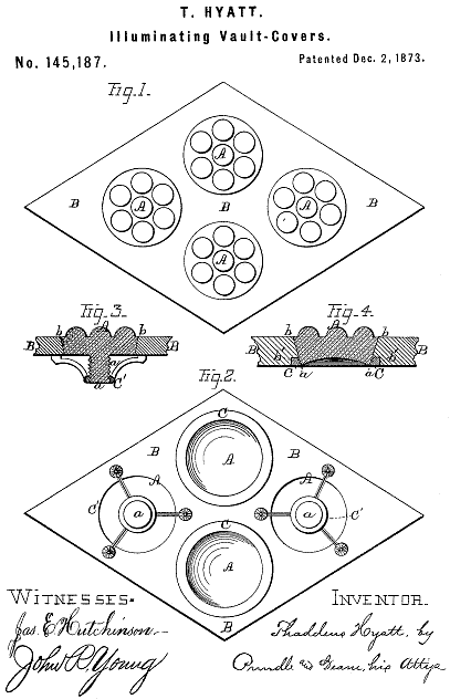 145,187 &middot; Hyatt &middot; Improvement in Illuminating Vault-Covers