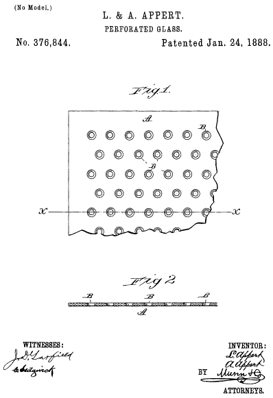 376,844 &middot; Appert &middot; Perforated Glass