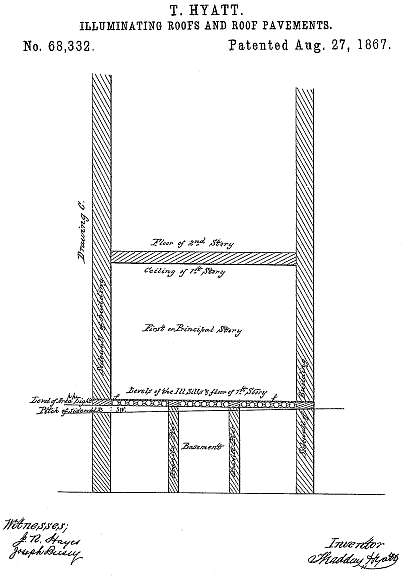 68,332 &middot; Hyatt &middot; Improvement in Illuminating-Roofs and Roof-Pavements