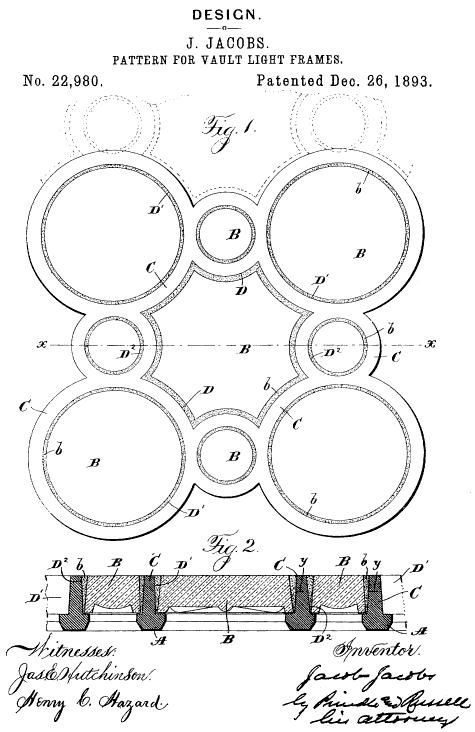 D22,980 &middot; Jacobs &middot; Design for a Pattern for a Vault-Light Frames