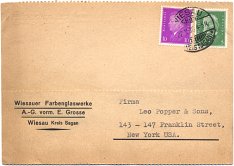 1930 Postcard from Wiesauer Farbenglaswerke to Leo Popper & Sons (front) 1930 Postcard from Wiesauer Farbenglaswerke to Leo Popper & Sons (front)