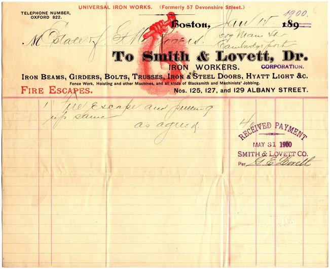 Smith & Lovett bill to Rogers &middot; 1900